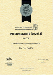 Chartered Institute of Environmental Health Intermediate (Level 3)