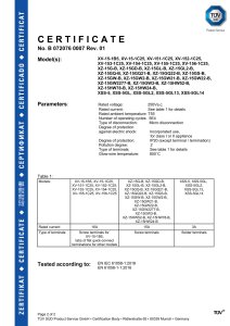 TÜV SÜD Certificate for Appliance Switch (XV-15 Series, 16A)