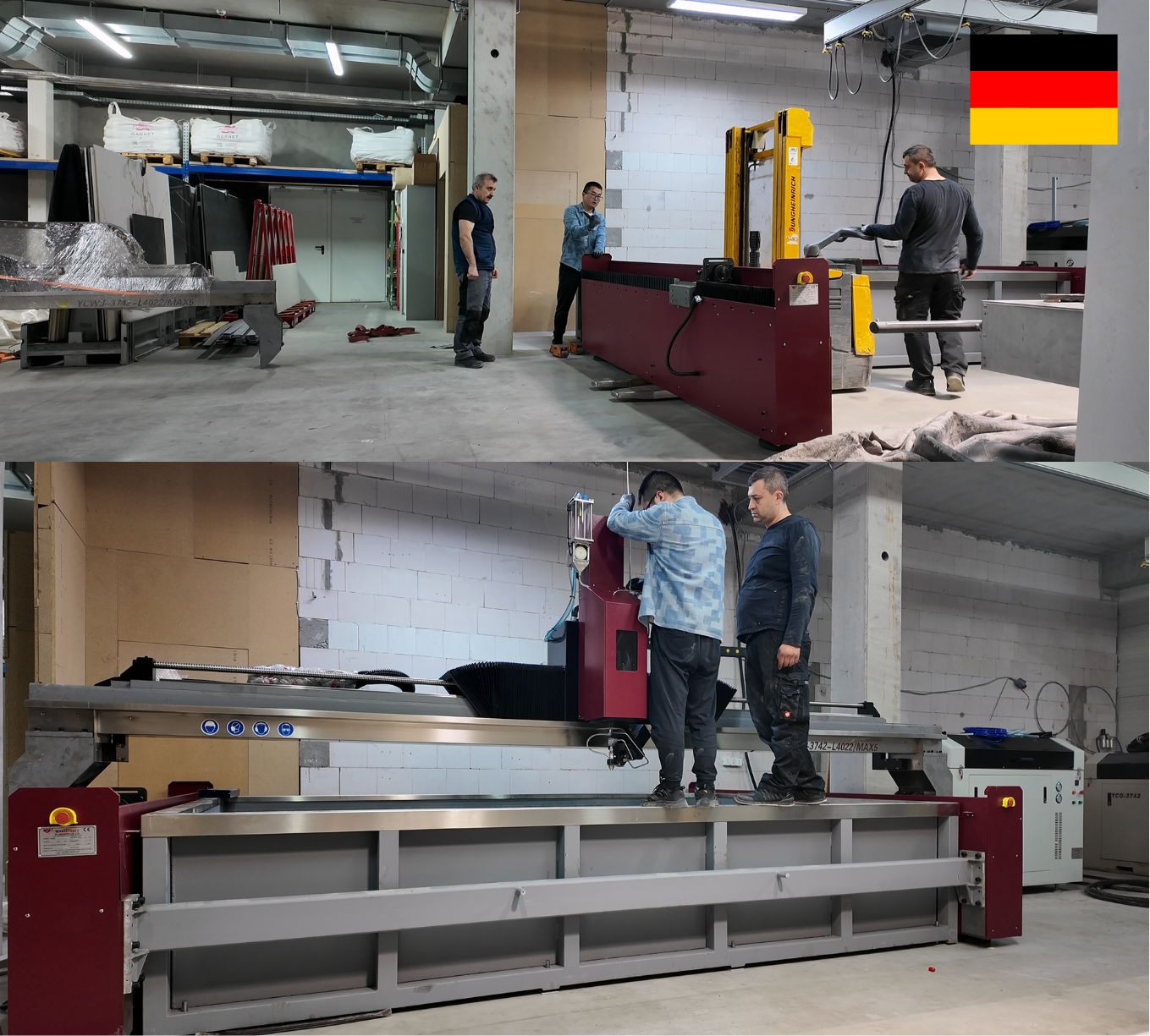 YC Waterjet after-sales service with German customer