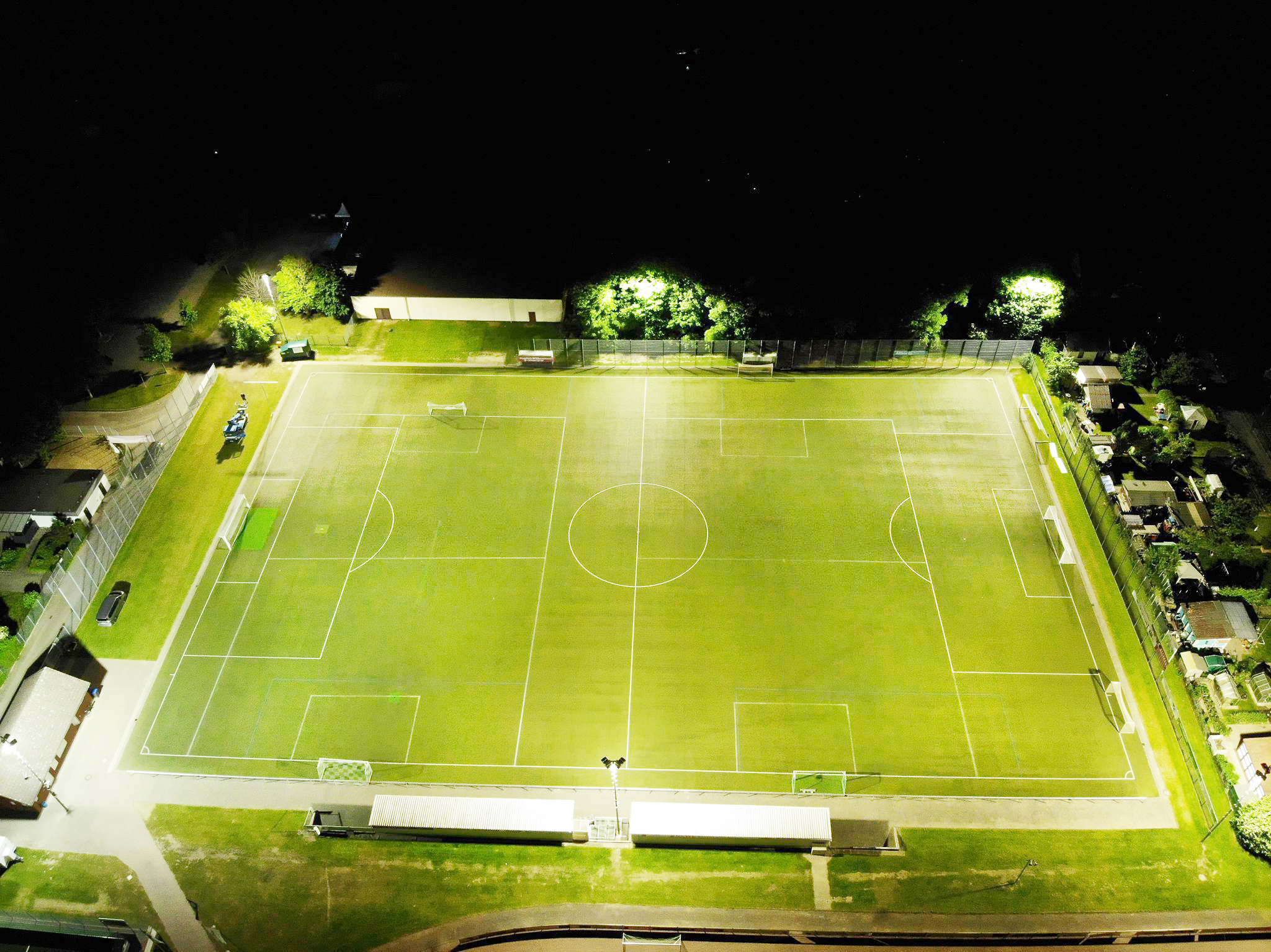 Football field lighting installation in Germany using 1800W LED sports lighting systems