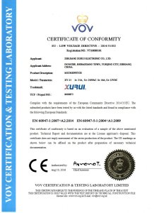 CE Certificate (XV-15 Series, 16A) – EU Low Voltage Directive 2014/35/EU