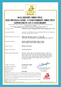 MACHINERY DIRECTIVE, ELECTROMAGNETIC COMPATIBILITY DIRECTIVE ATTESTATION OF CONFORMITY