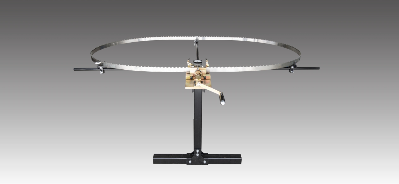 Manual band saw blade tooth setter used as a traditional blade maintenance tool