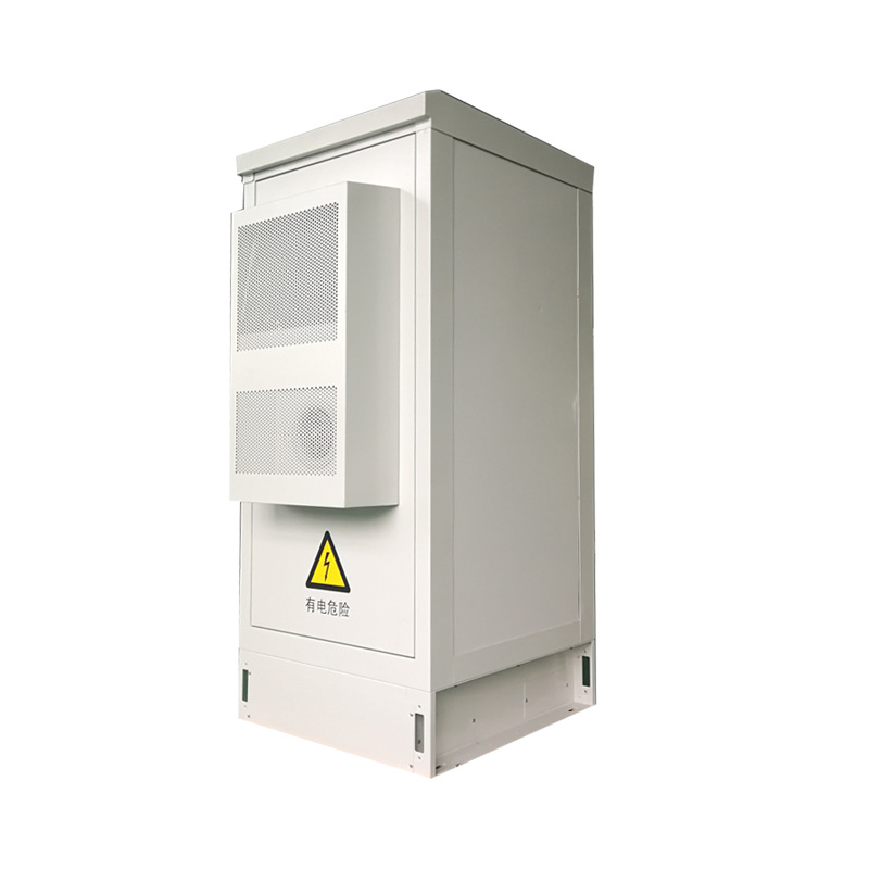 Outdoor telecom cabinet side view with cooling unit