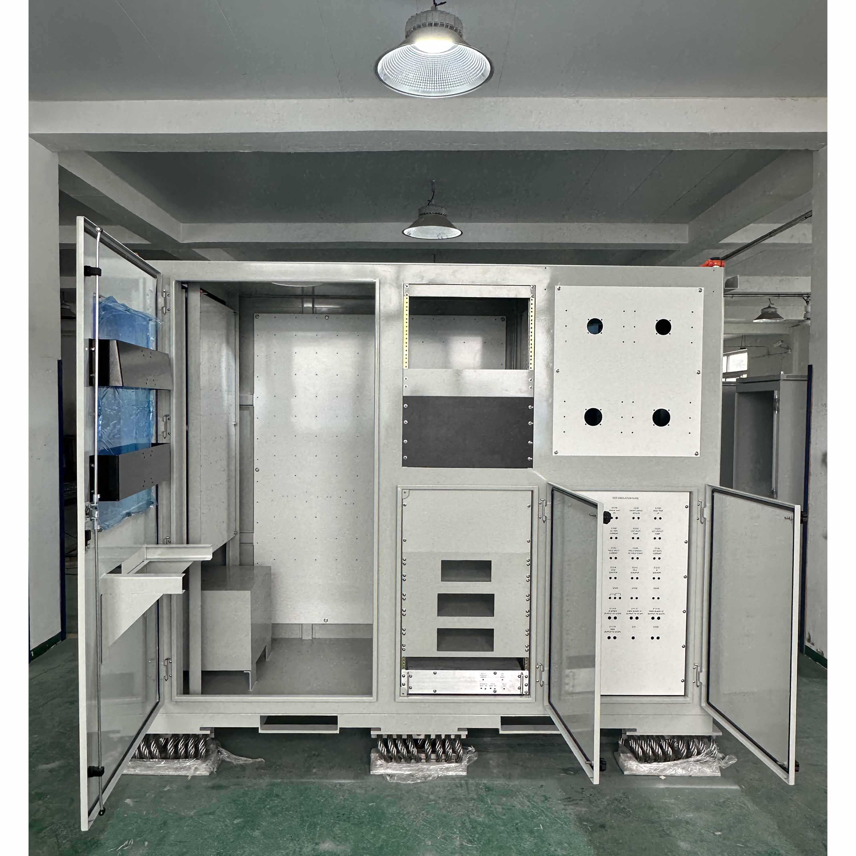 Free standing modular electrical enclosure with transparent viewing window for HMI screens