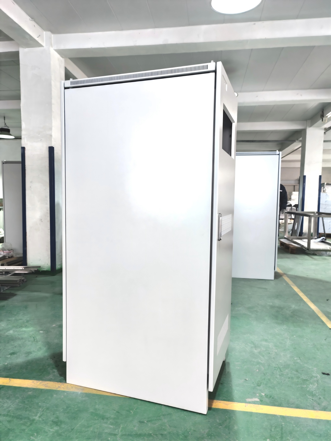 CE certified electric control cabinet with door open showing cable glands