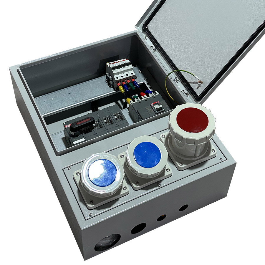 IP44 enclosure with switches and indicator lights