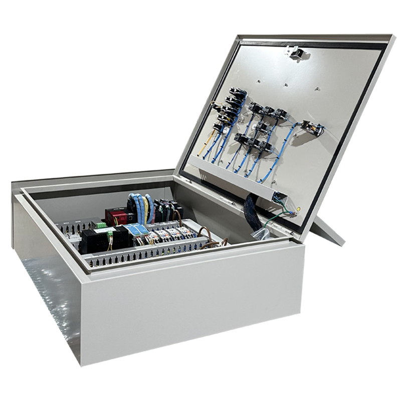Double-door sheet metal control box with stainless-steel lock and EPDM sealed door frame for outdoor IP65 installation