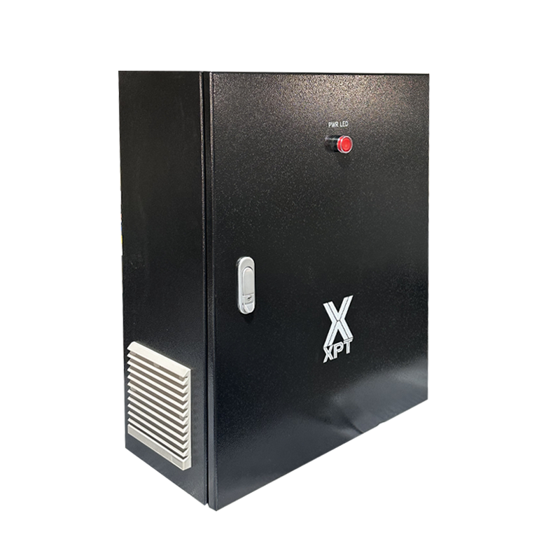 Sheet metal control panel enclosure with internal component layout for equipment, lighting and air conditioning circuits