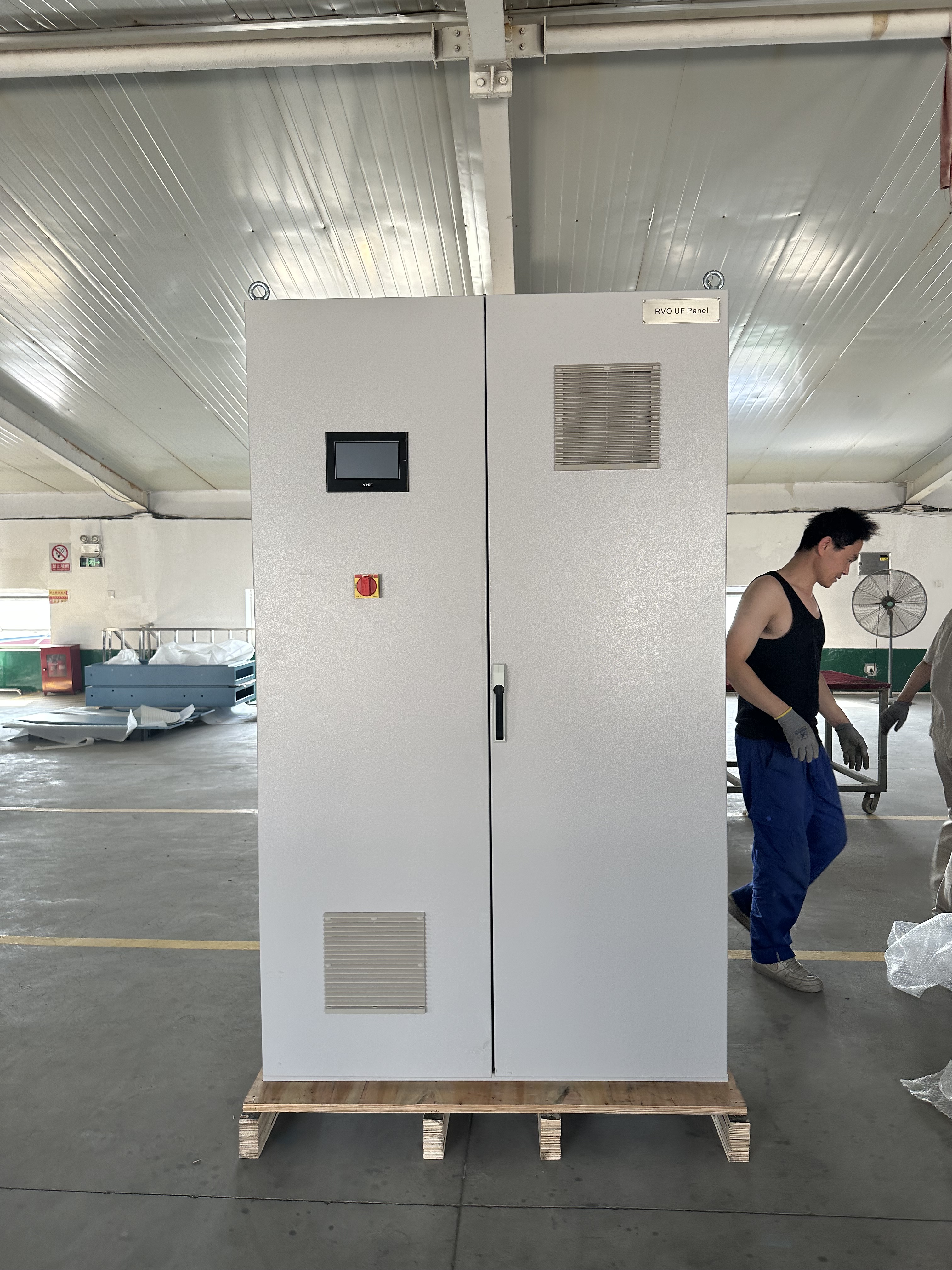 Control panel installed in an industrial environment