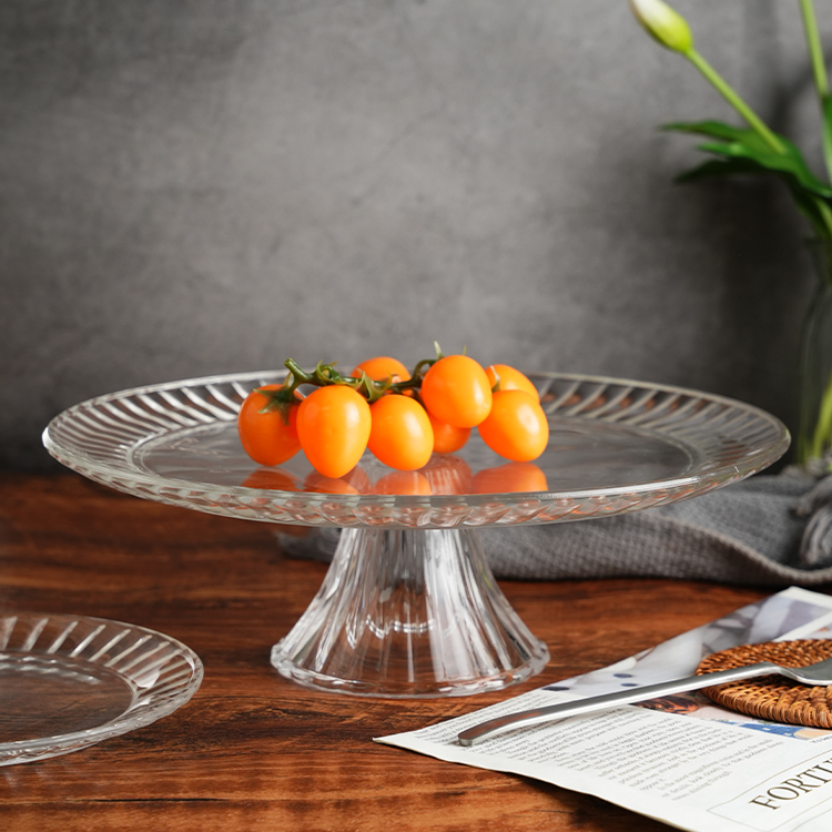 Glass cake stand top view