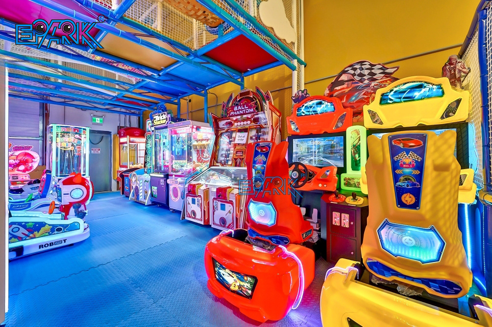 Arcade and family entertainment venue floor with claw machines and game equipment supplied to commercial operators