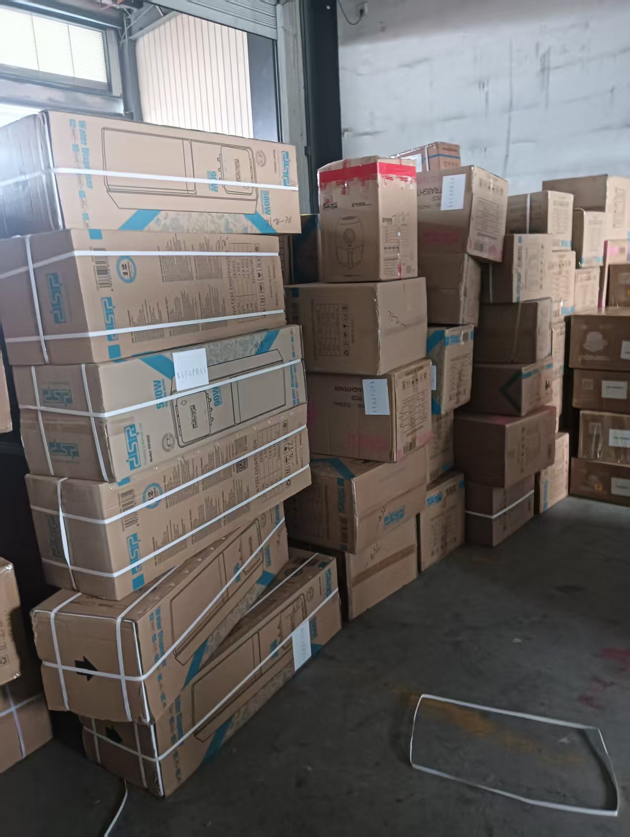 Home appliance shipment prepared for export delivery to multiple markets