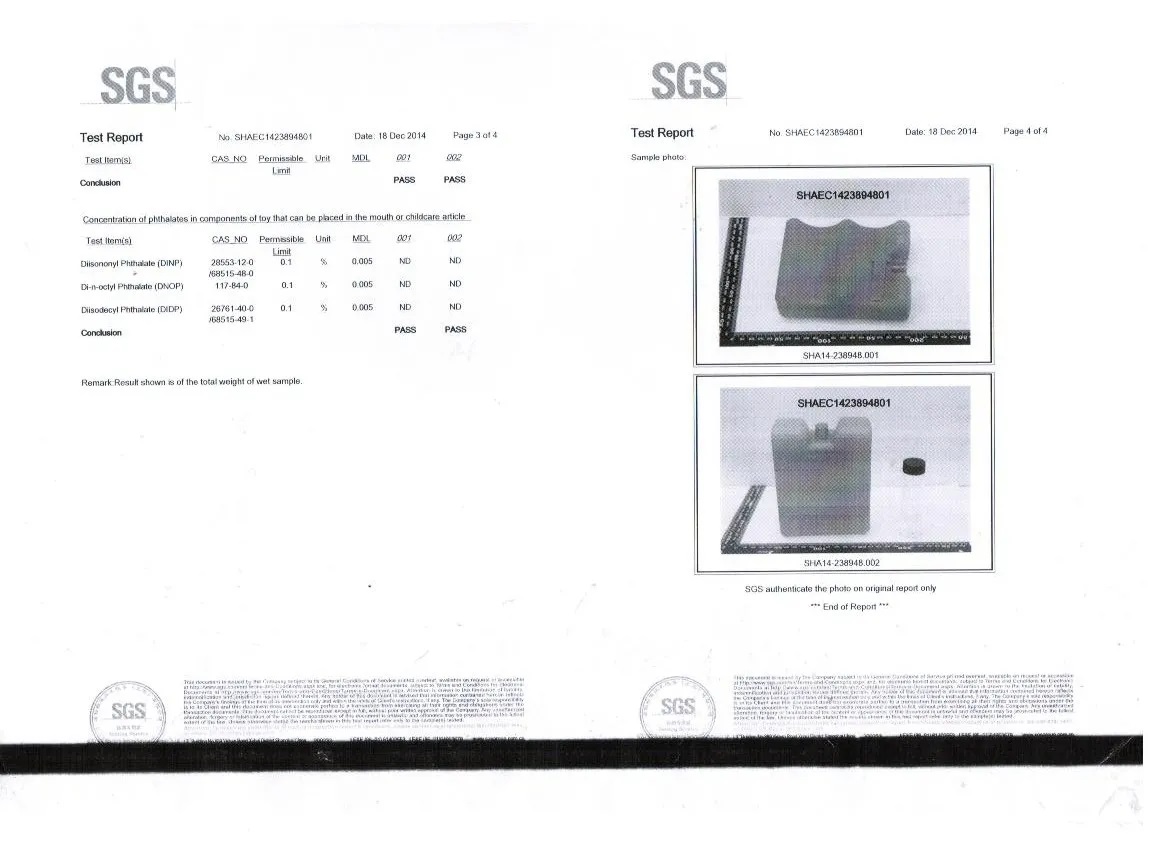 Consumer Product Safety Improvement Act certification for gel ice packs