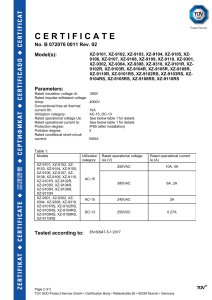 TÜV SÜD Certificate for Limit Switches (XZ-9 & XZ-93 Series)