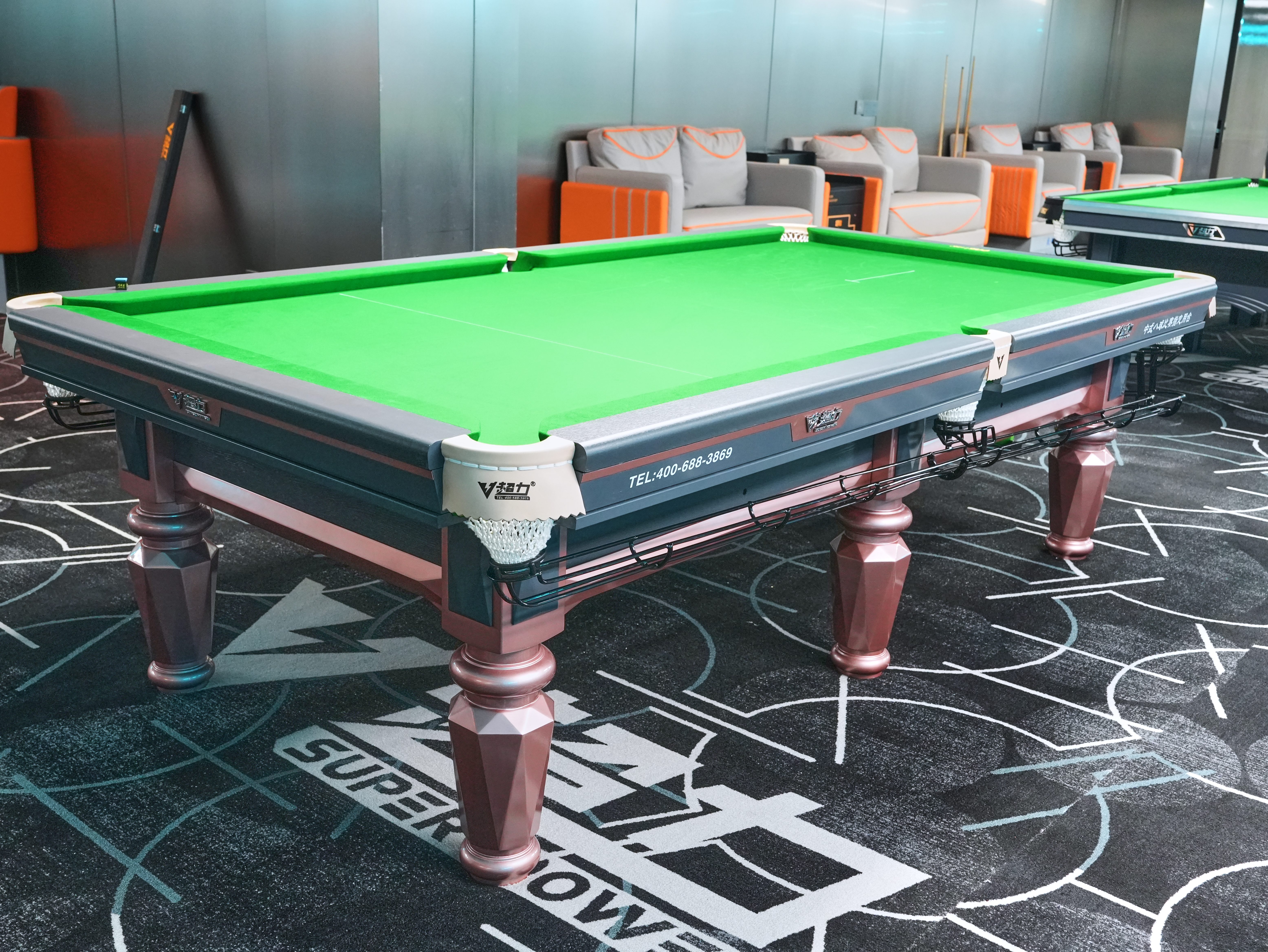 Diamond Heyball table side view showing LED leg detail