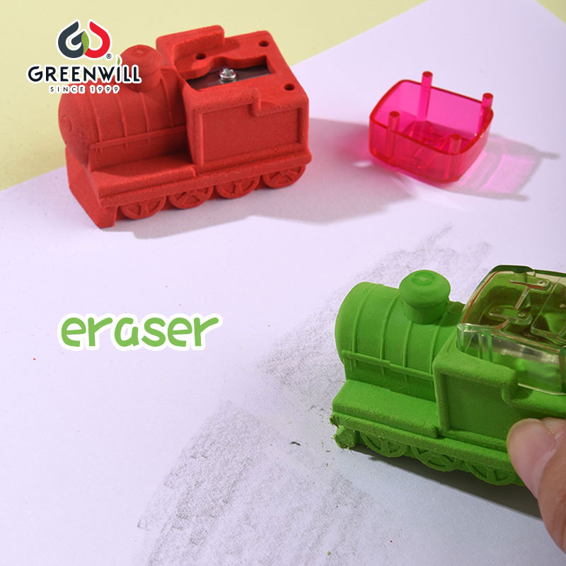 Greenwill train eraser with sharpener product family