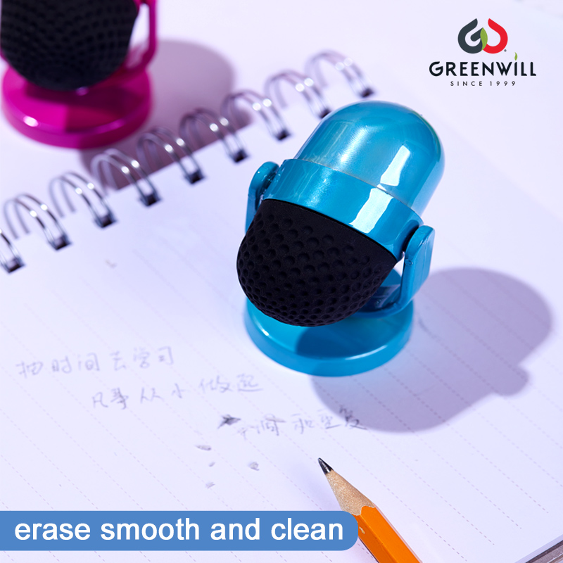 Greenwill GW006 microphone-shaped eraser with sharpener, a novelty 2-in-1 eraser and pencil sharpener