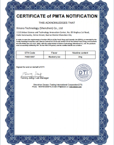 CERTIFICATE of PMTA NOTIFICATION