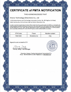 CERTIFICATE of PMTA NOTIFICATION