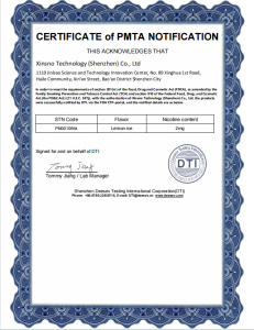 CERTIFICATE of PMTA NOTIFICATION