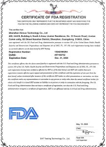 CERTIFICATE OF FDA REGISTRATION