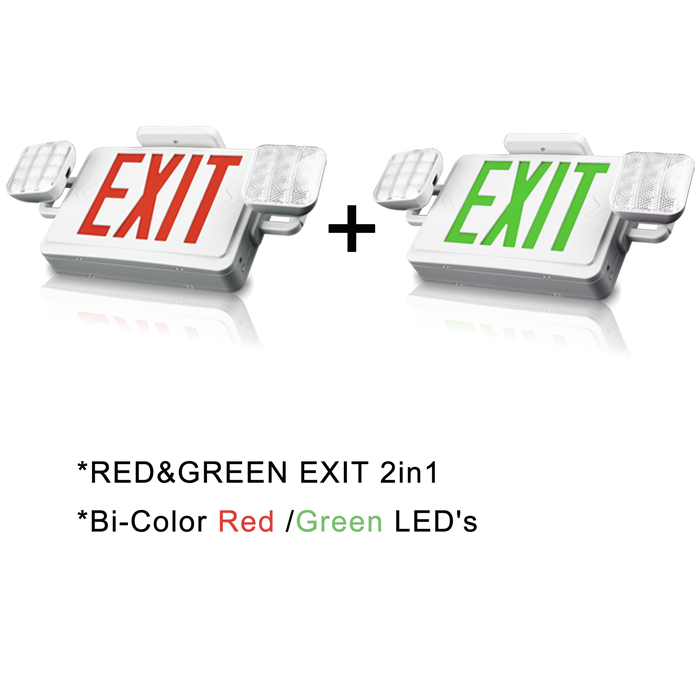JLEC2BCW combo exit sign mounted in a building corridor