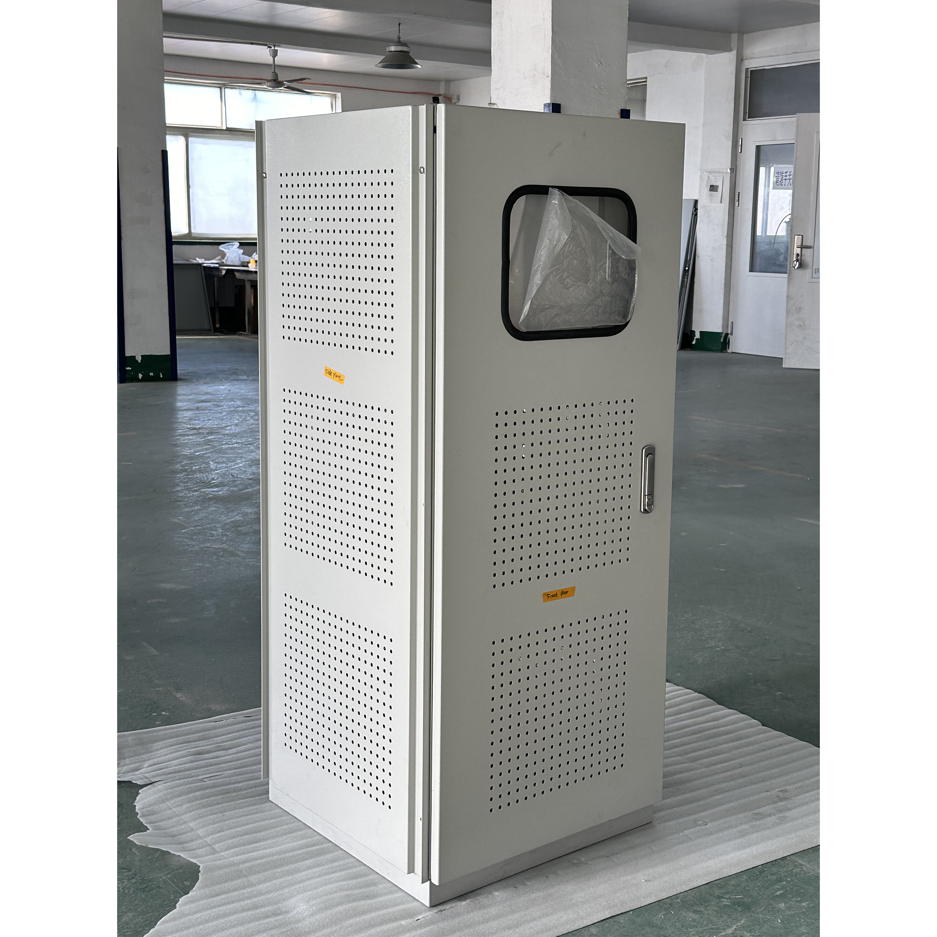 Powder-coated industrial electrical enclosures in RAL7035 light grey
