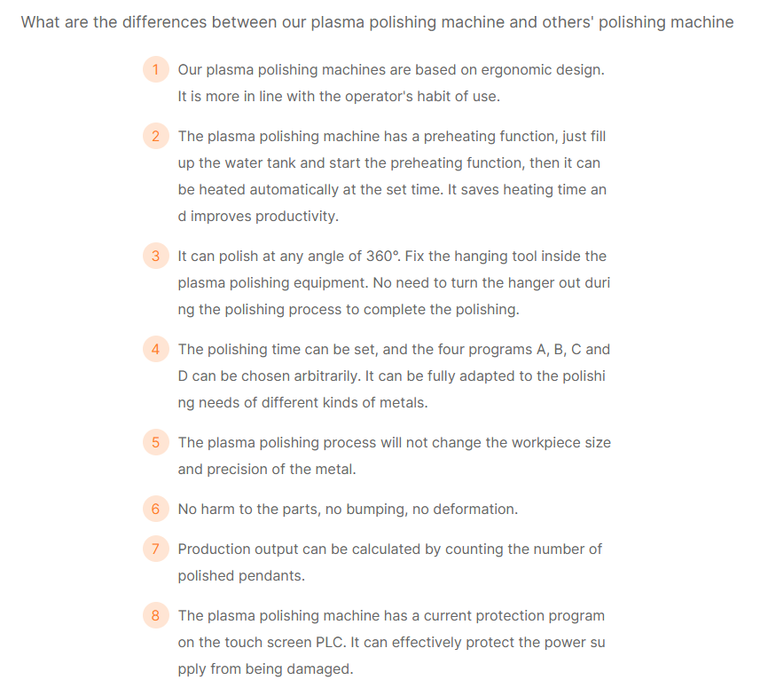 Comparison of plasma polishing advantages