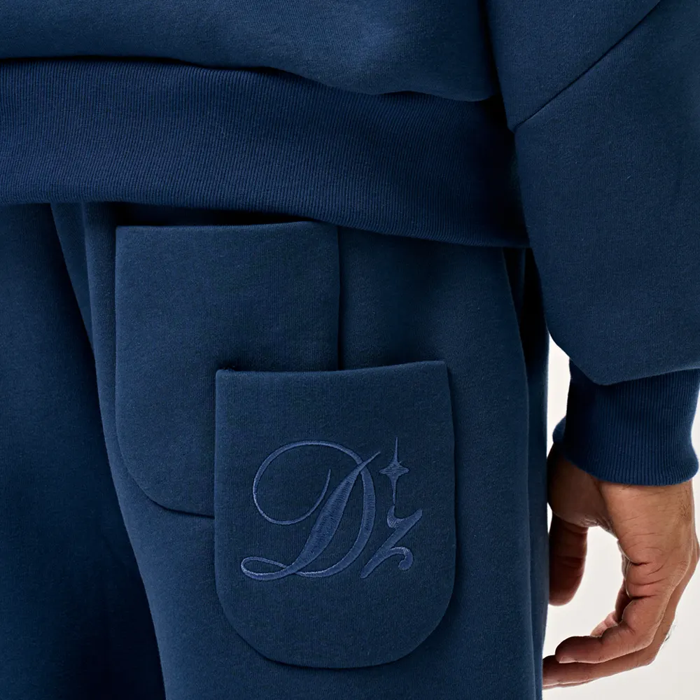 500 GSM French terry heavyweight hoodie decoration detail showing embroidery logo application