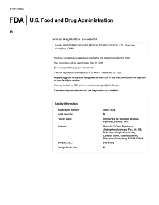 FDA Establishment Registration and Device Listing