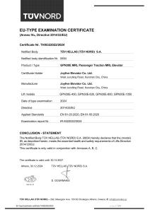EU-TYPE EXAMINATION CERTIFICATE