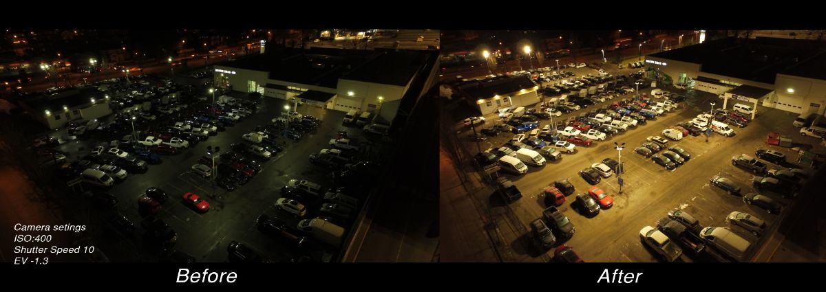AOK LED area light installation at a commercial site in Canada