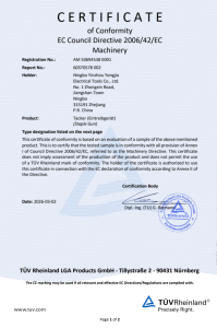CE Certificate of Conformity‑Machinery Directive 2006/42/EC