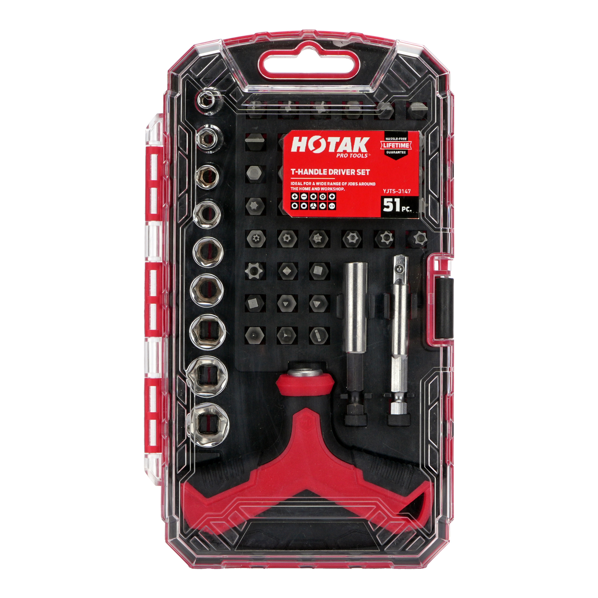 YJTS-3147 51-piece T-handle driver set with CR-V6150 bits and sockets
