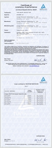 Certificate of constancy of performance