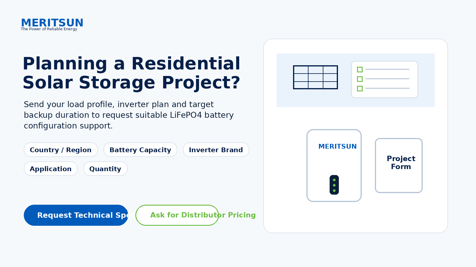 request MERITSUN home battery specifications
