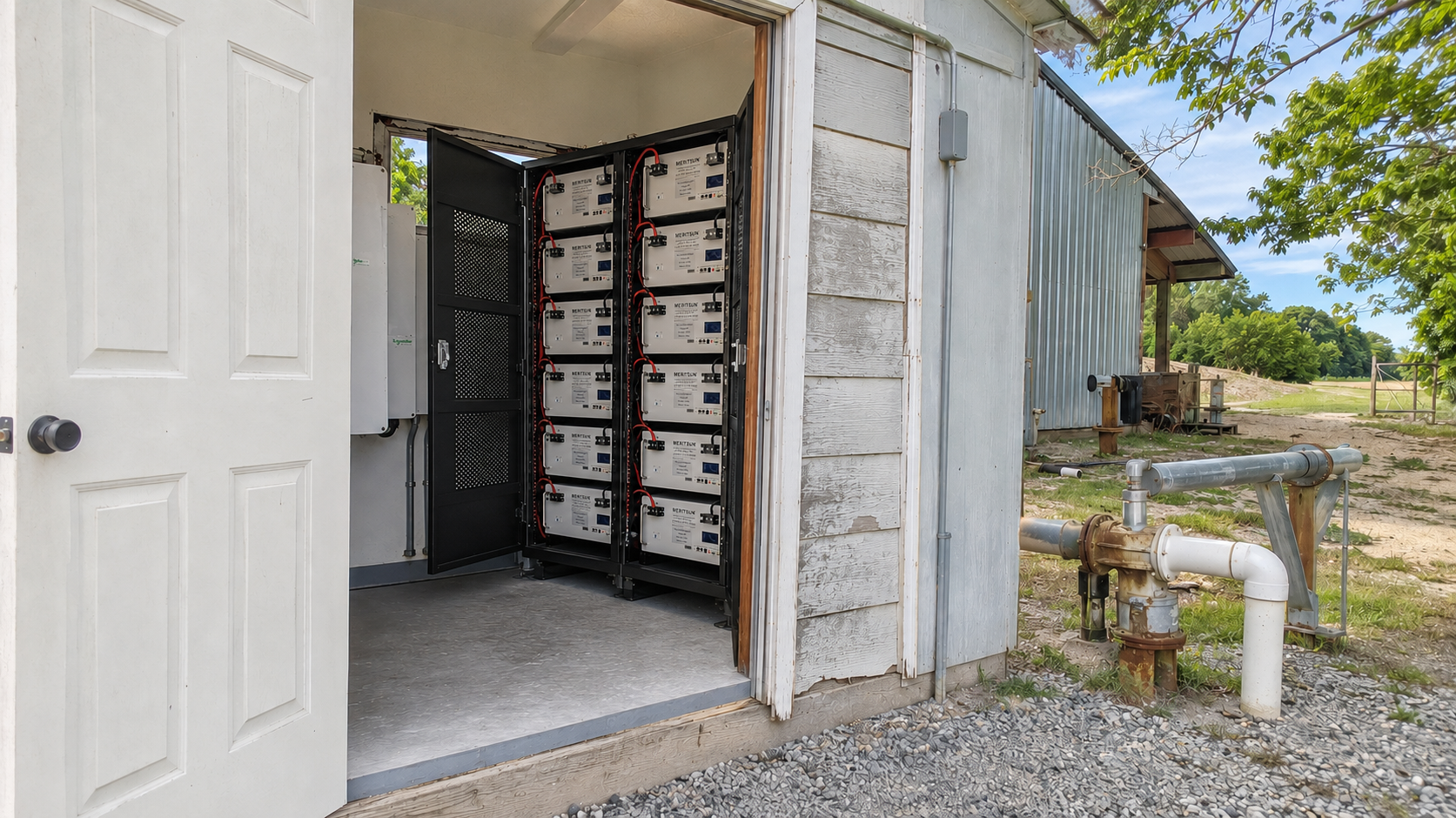 MERITSUN 60 kWh farm battery storage system at a U.S. agricultural site