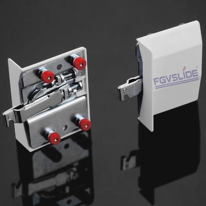 Close-up of heavy-duty galvanized steel cabinet hanger assembly with a certified 200kg load capacity, featuring large adjustment screws and a protective ABS cover.