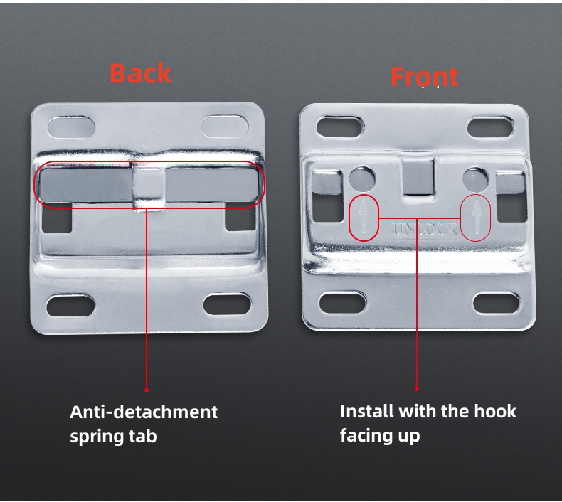 Complete FGVSLIDE branded heavy-duty concealed cabinet hanger system set, including the main metal brackets, anti-slip wall plates, and white ABS covers.