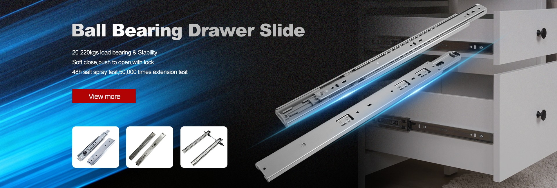 Corrosion-resistant ball bearing slides featuring advanced dampening systems and secure lock designs. Built to meet strict international standards for residential and industrial cabinetry.