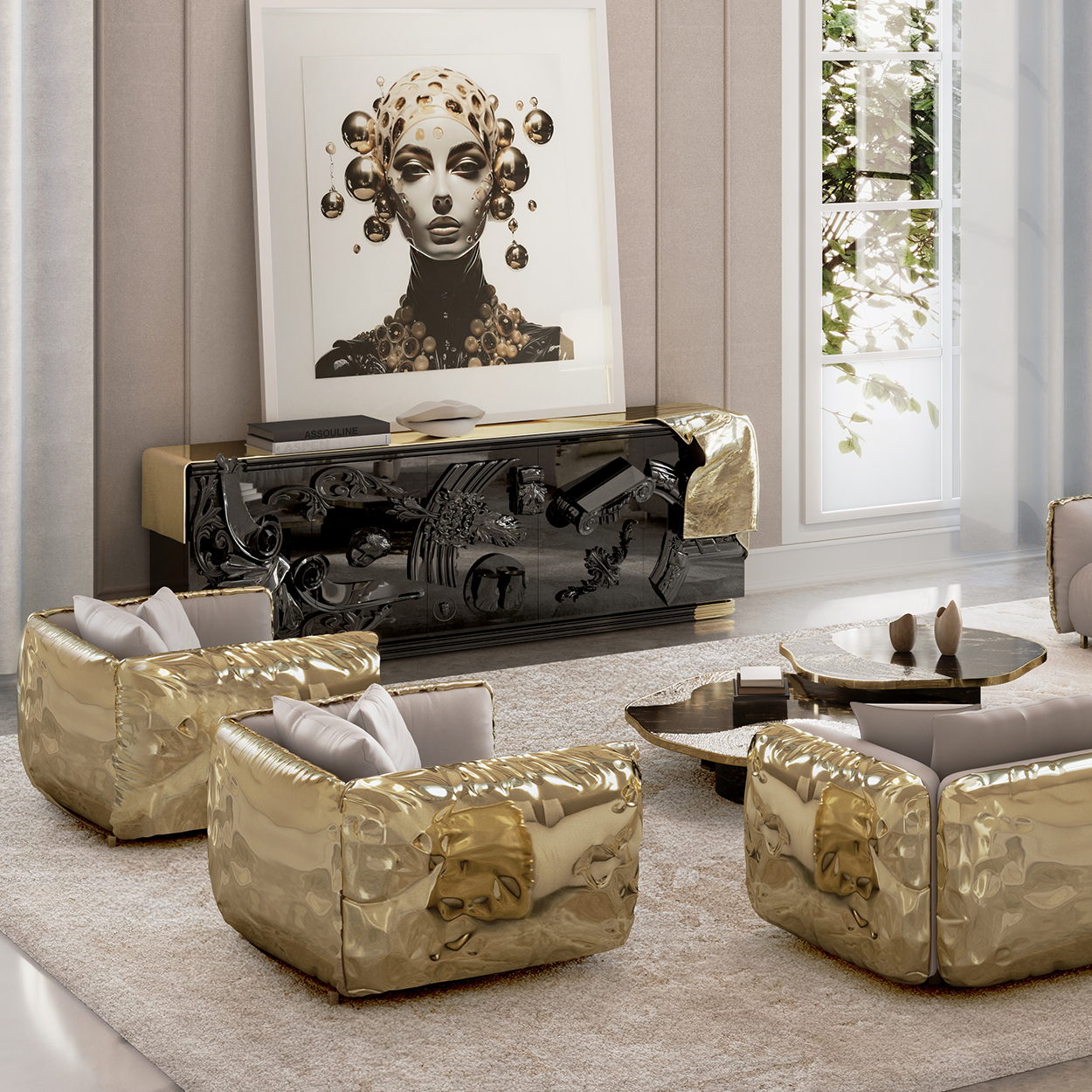 Brass Living Room Set
