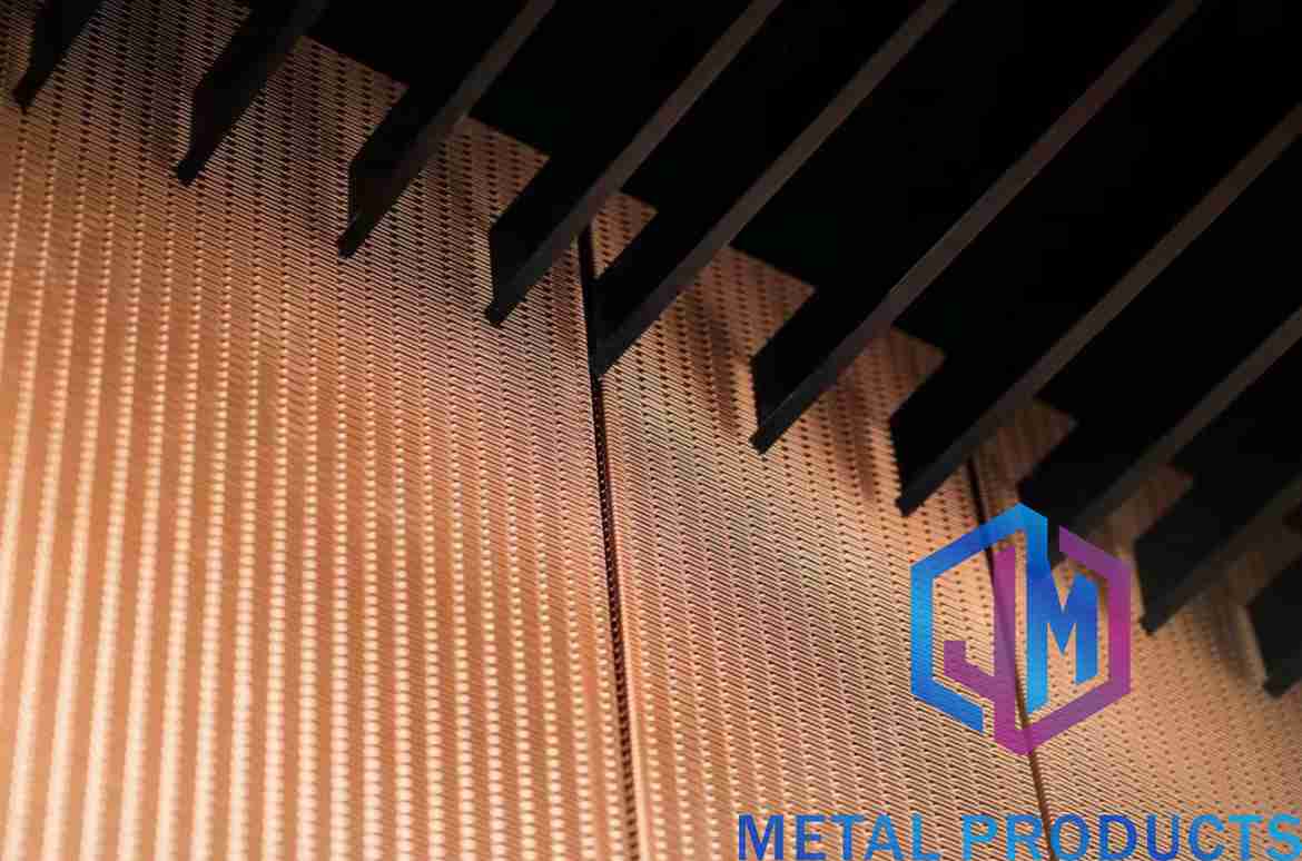 Custom architectural metal mesh panels used for elevator hall wall cladding and corridor decoration