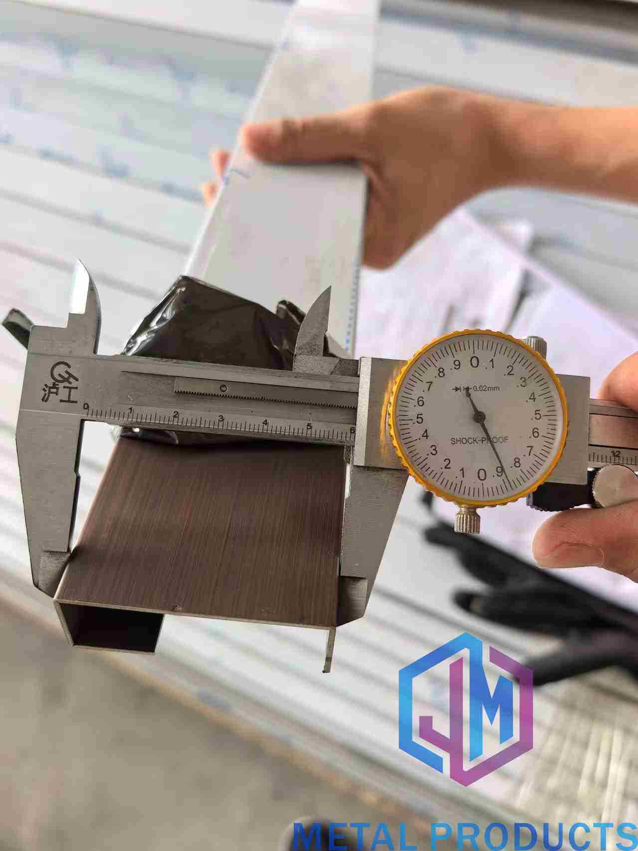 Architectural metal mesh quality control inspection at factory