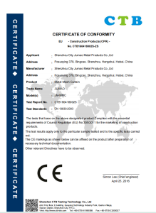 CERTIFICATE OF CONFORMITY (EU‑CPR)