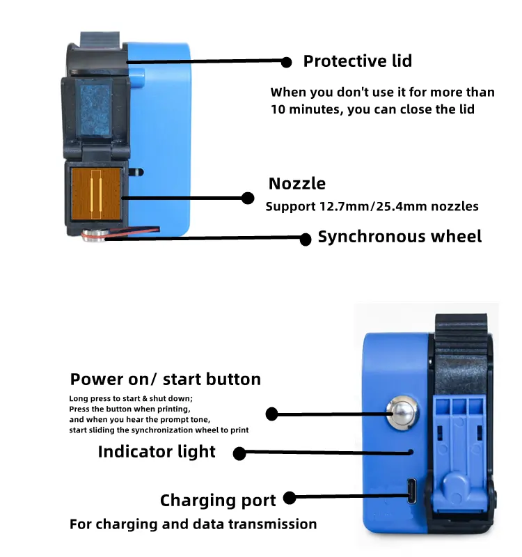 Mini inkjet printer suitable for water-based ink cartridges solvent cartridges