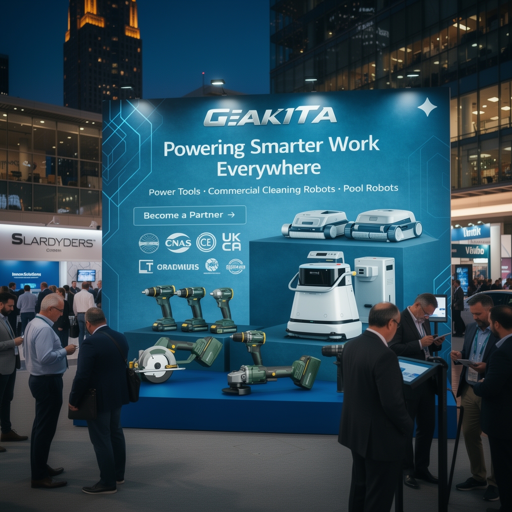 Geakita exhibition booth showcasing power tools