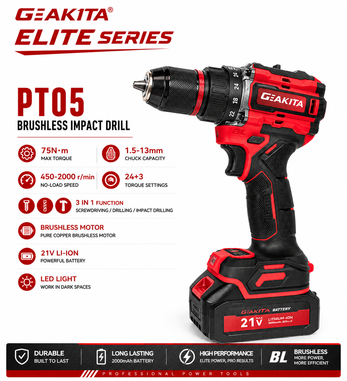 Geakita Elite PT05 brushless impact drill