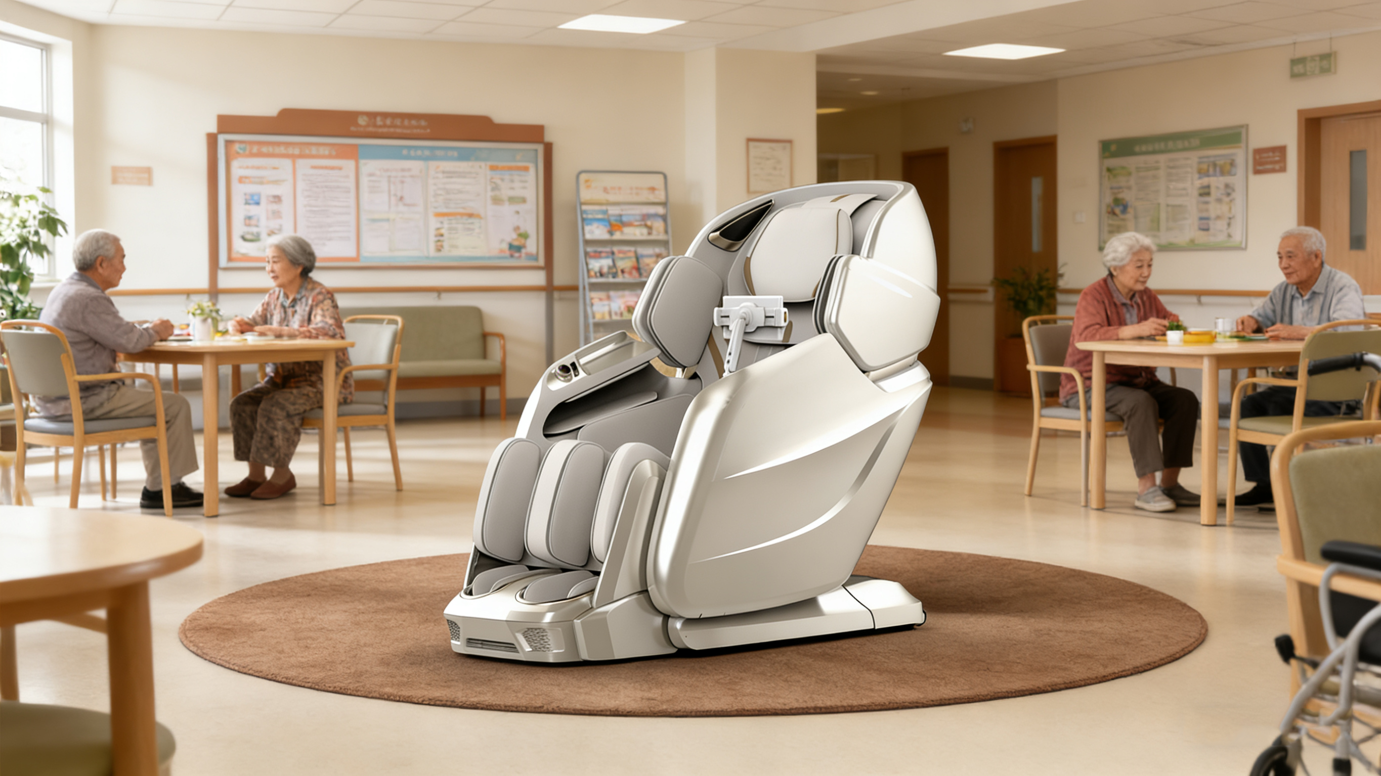 4D massage chair installed in a wellness centre application setting