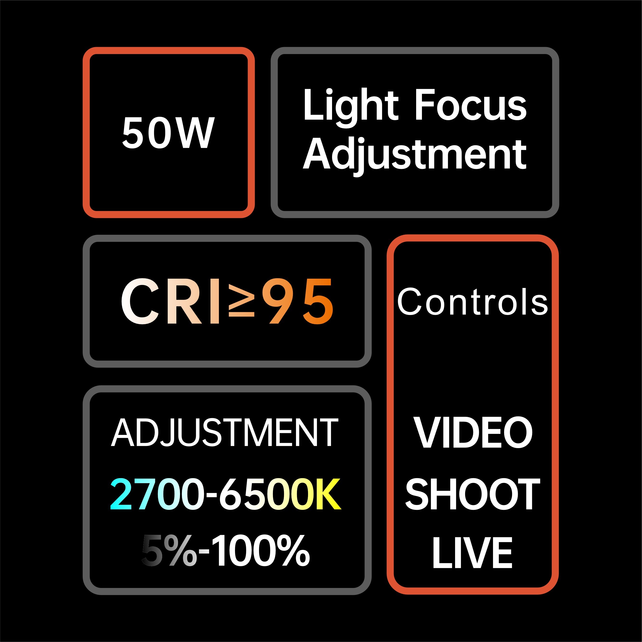 FA50B, 2700K-6500K, continuous LED light, photo spotlight, bi-color temperature